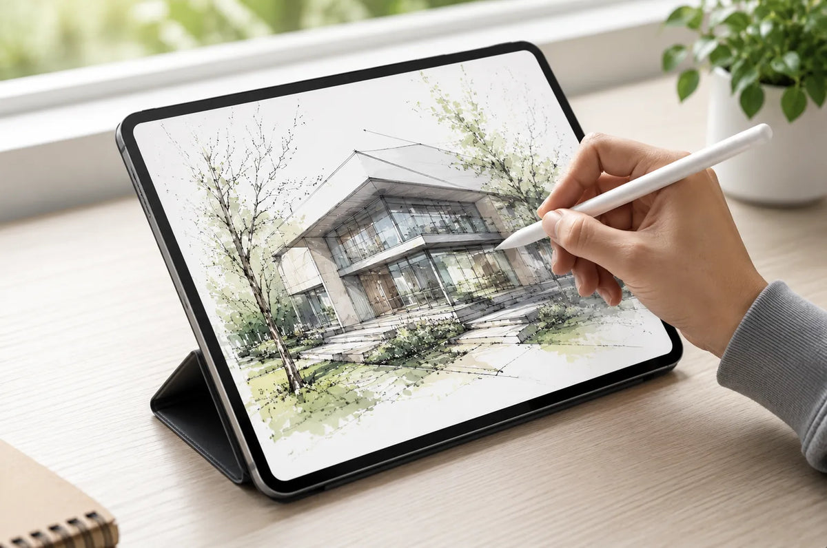 Protescreen paper feel screen protector for iPad with Apple Pencil writing on screen