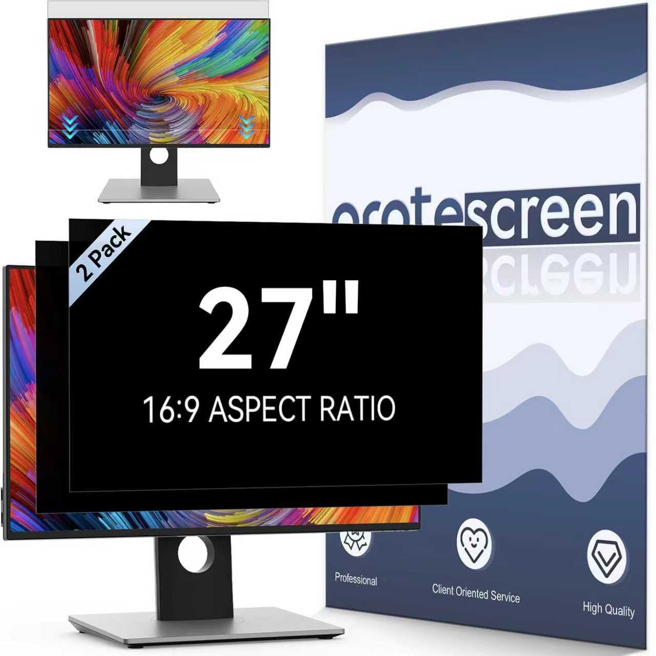 Protescreen Privacy Screen Filter for Computer Monitors – Removable Anti-Glare & Anti Blue Light Protection