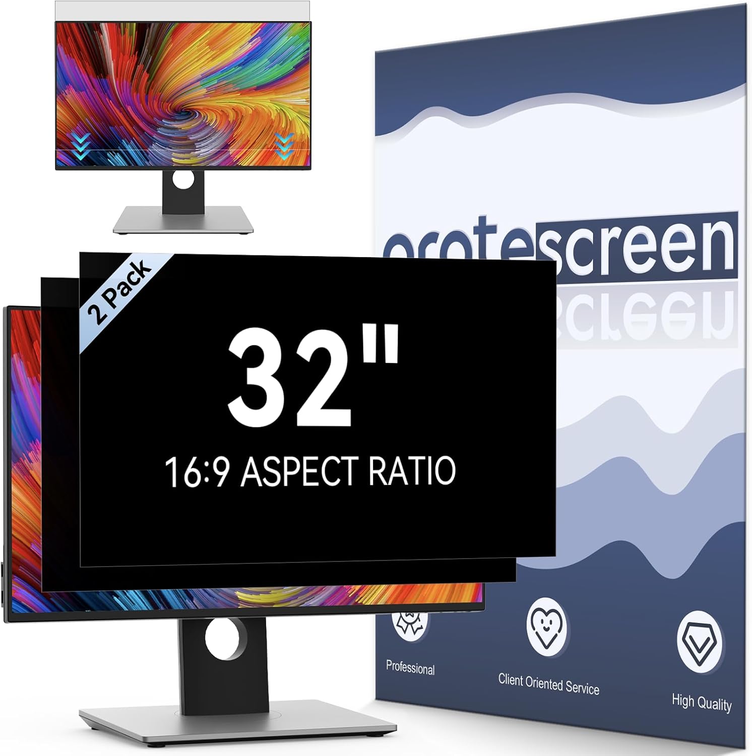 Protescreen Privacy Screen Filter for Computer Monitors – Removable Anti-Glare & Anti Blue Light Protection