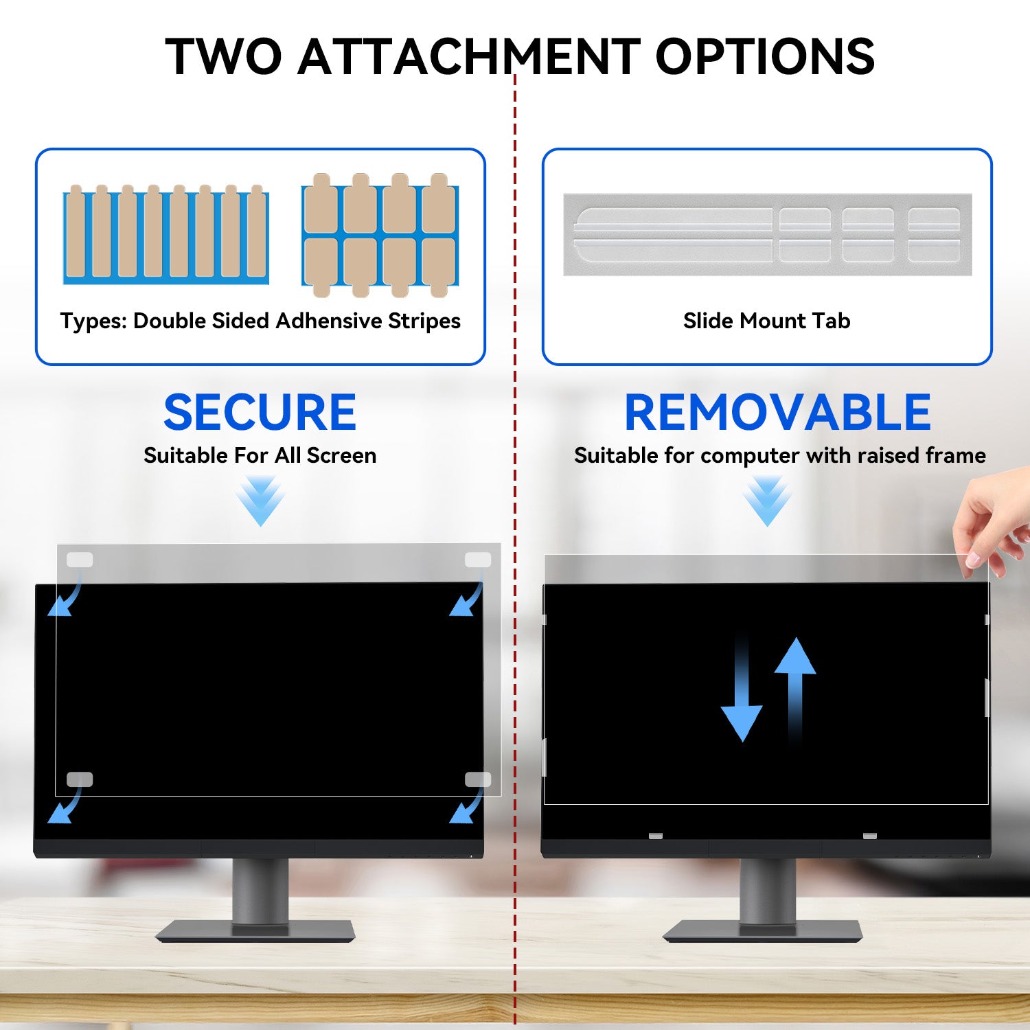 Protescreen Privacy Screen Filter for Computer Monitors – Removable Anti-Glare & Anti Blue Light Protection