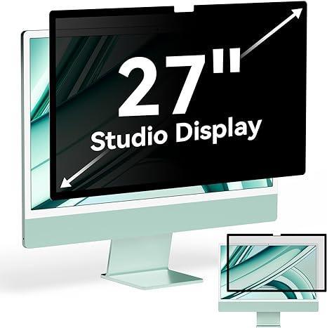 27 inch removable privacy screen on mint green iMac Studio Display with sleek design