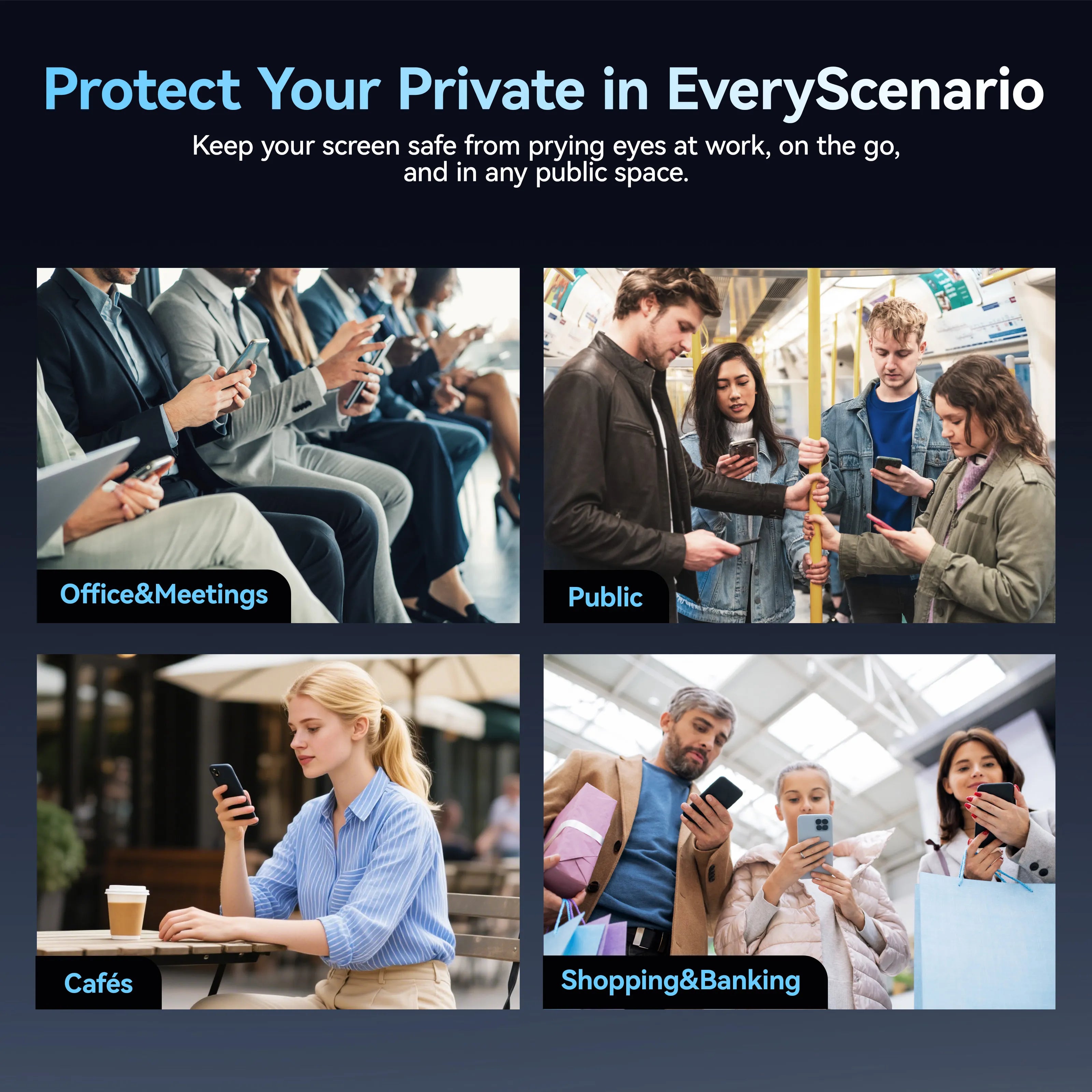 Protescreen 2 Pack Privacy Screen Protector for iPhone, Anti-Spy 9H Tempered Glass