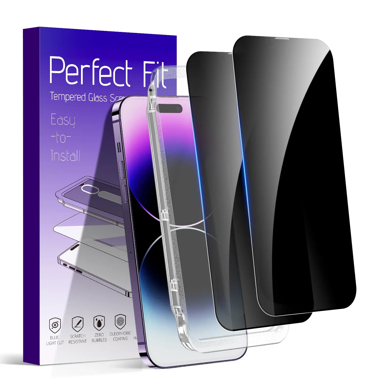 Protescreen 2 Pack Privacy Screen Protector for iPhone, Anti-Spy 9H Tempered Glass